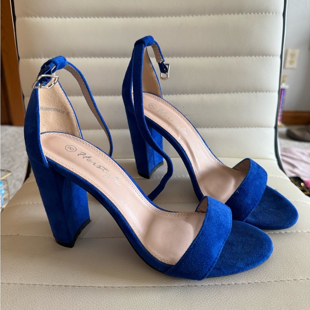 Pleaser Blue Chunky Heel Sandals